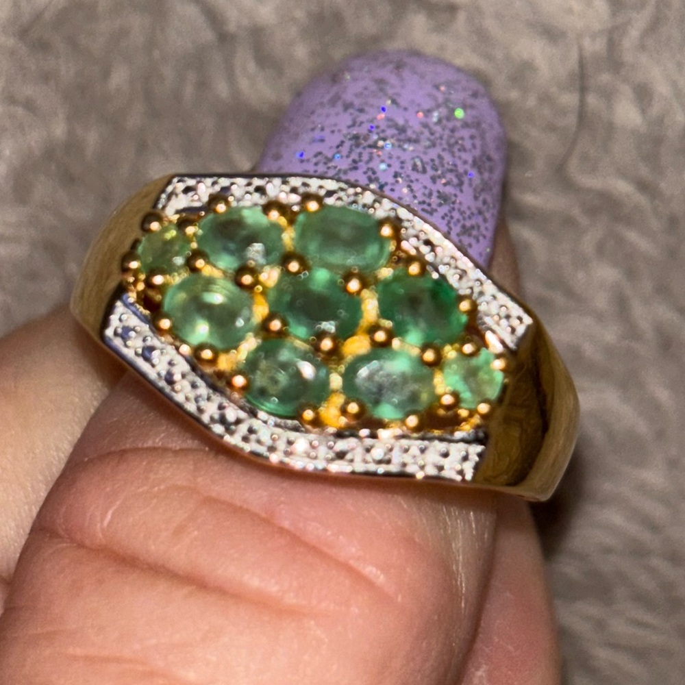 Natural Zambian Emerald Natural 1.9ct Gold Over 925 Silver